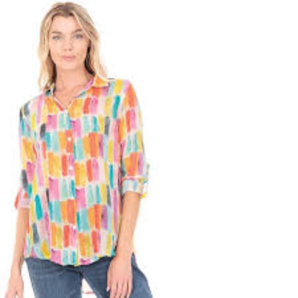 APNY Calypso Colorful Button-Up Shirt Size XS